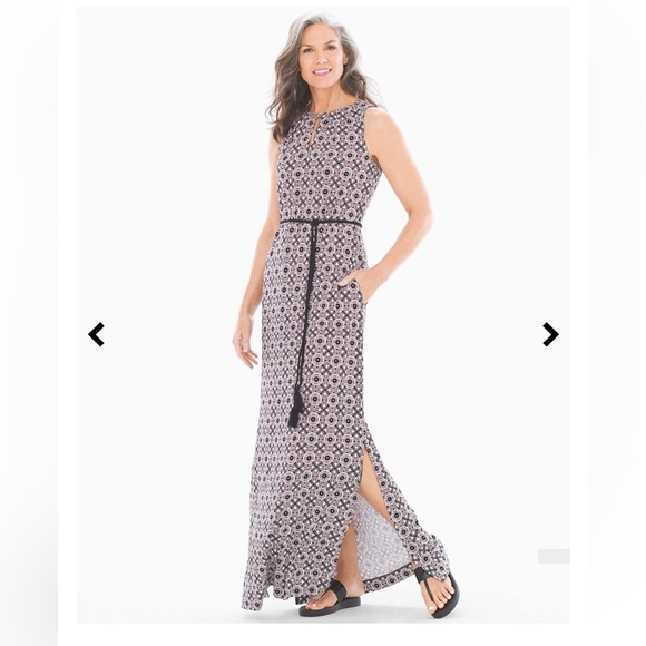 Soma Sleeveless Keyhole Maxi Dress Origin Geo Ginger Root. Size XS. - Picture 1 of 16